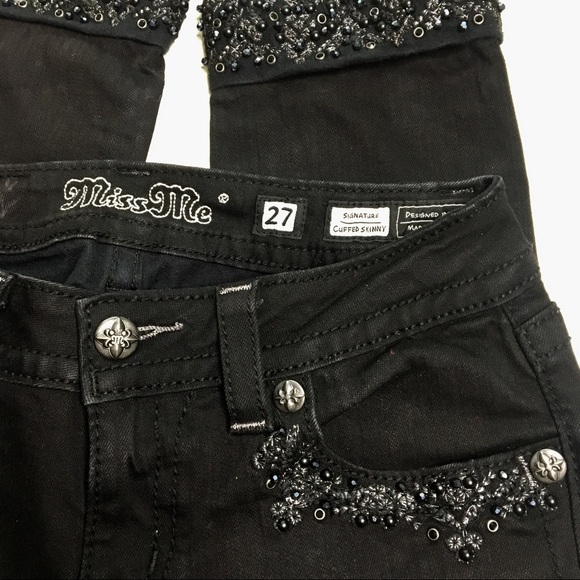 MISS ME Jeans Signature Cuffed Skinny Black - Picture 3 of 6